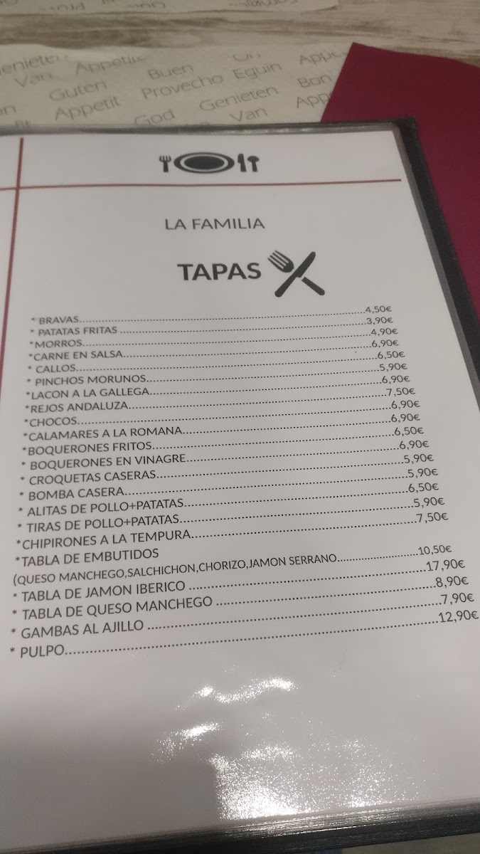 RESTAURANT LA FAMILIA Menu - Image 3