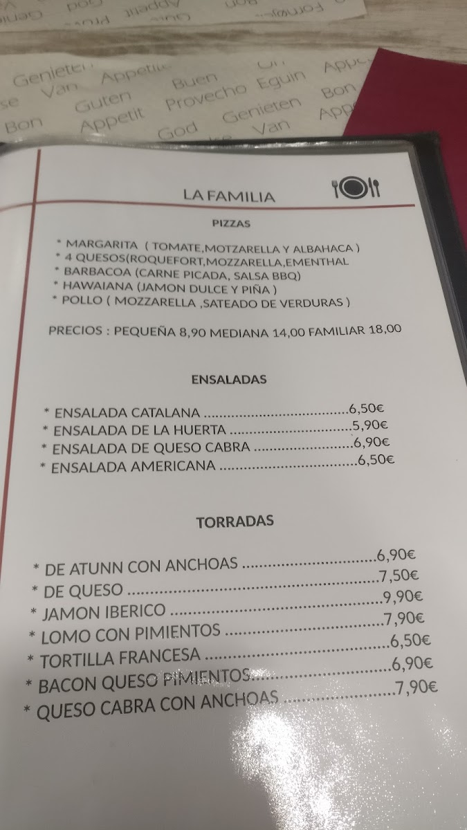 RESTAURANT LA FAMILIA Menu - Image 5